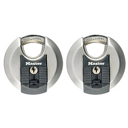 MASTER LOCK Cadenas Rond [A Clé] [Acier Inoxydable] [Extérieur] [Lot de 2] M40EURT - Idéal pour les espaces de rangement, les remises, les garages, les remorques