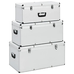 vidaXL Boîtes Rangement 3 PCS Aluminium