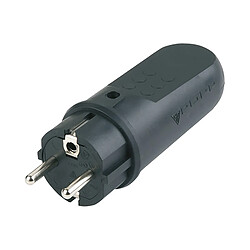 Prise caoutchouc 2 pôles - Noir