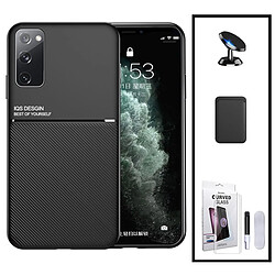 Phonecare Kit Coque Samsung Galaxy S20 FE - Noir Coque Magnetic Lux + Verre Trempé UV + Support magnétique - Protection complète