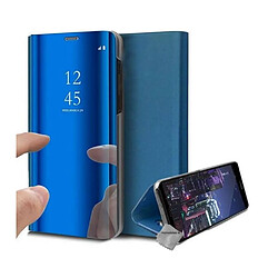 Htdmobiles Housse Xiaomi Mi 9 SE - Bleu Housse portefeuille pour Xiaomi Mi 9 SE - Effet miroir Clear View - Film trempé inclus