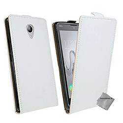 Htdmobiles Wiko Tommy - Blanc Étui PU cuir - Protection contre les chocs - Verre trempé inclus