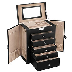 Helloshop26 Boîte à bijoux grand modèle avec miroir - Noir