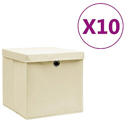 vidaXL Boîtes avec Couvercles 10pcs Crème