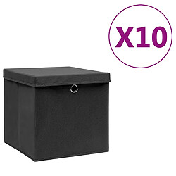 vidaXL Boîtes Rangement 10 pcs 28x28x28 cm - Noir