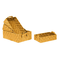 Toilinux Lot de 4 Paniers avec 2 sangles en Polypropylène et Métal - Jaune Curry