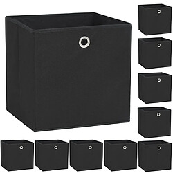 VidaXL Lot de boîtes de rangement - Noir Tissu
