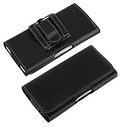 Avizar Housse ceinture smartphones SL - Noir Étui pochette ceinture - Double attache - Protection intégrale - Design grainé - Fermeture magnétique