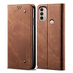 Étui en PU Jean Café - Motorola Moto E20