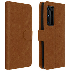 Avizar Étui Huawei P40 - Marron Étui folio - Porte-c arte - Support vidéo - Éco-cuir craquelé