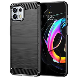 Coque Motorola Edge 20 - Noir Coque TPU souple - Fibre de carbone - Surface brossée - Protection antichoc