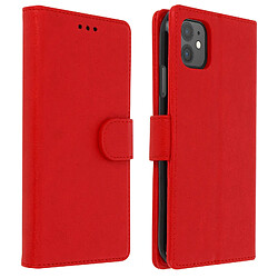 Avizar Étui iPhone 11 Housse Intégrale - Rouge Étui folio iPhone 11 - Éco-cuir - Porte-cartes - Support vidéo - Fermeture magnétique