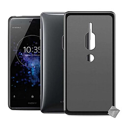 Htdmobiles Coque silicone gel fine + verre trempe - Noir - Sony Xperia XZ2 Premium Coque fine - Protection chocs et rayures - Accès aux connectiques