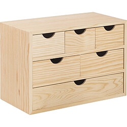 Astigarraga Mini Rangement Bloc Pin Brut 6 Tiroirs