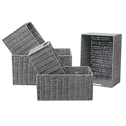 Toilinux Lot de 5 paniers haut empilables en Métal et papier - Gris