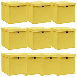 VidaXL Boîtes de rangement Jaune Boîtes pliables en tissu - 32 x 32 x 32 cm - Lot de 10