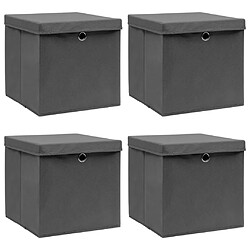 VidaXL Boîtes de Rangement Pliables Gris 4 pcs