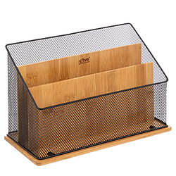 Five Simply Smart Organiseur de bureau en métal et bambou HAVI - Noir
