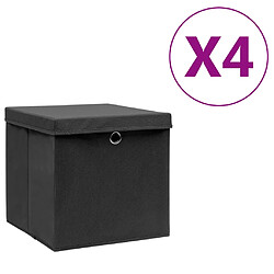 Lot de 4 boîtes de rangement vidaXL - Noir