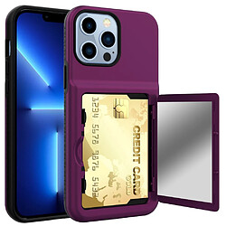 Coque iPhone 13 Pro - Violet foncé Coque porte-carte - TPU + acrylique - Miroir caché