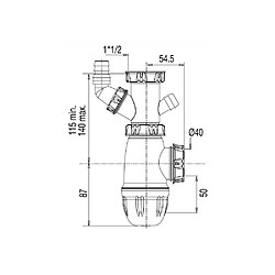 Siphon d'évier Valentin - Avec culot pour machine à laver - Modèle 75220000100