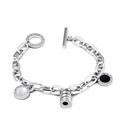 Pendentif femme chiffres romains chaîne bracelet - Argenté