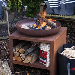 Fancy Flames Braséro métal range bois rouille
