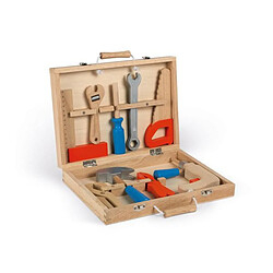 Juratoys-Janod Brico Kids Boîte à outils en bois pour enfant - Contient 9 outils - 29 x 5,5 x 21 cm