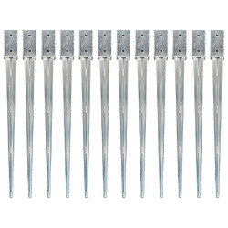 VidaXL Piquets au sol - 12 pcs Argenté 7x7x90 cm