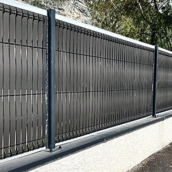 Toilinux Kit de lamelle occultante PVC avec clip de fixation de 50 m pour grillage rigides - Noir