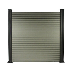 Habitat Et Jardin Kit Clôture 4.8 x 1.2 m composite - Kit de fixation offert - Gris