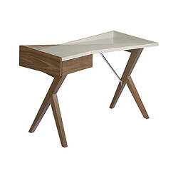 Angel Cerda Bureau en noyer avec plateau en bois gris