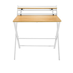 HJH Office Bureau EASY CLAP chêne/blanc Bureau compact pliable - Panneau de particules MDF - 92 x 84 cm - Chêne clair/blanc