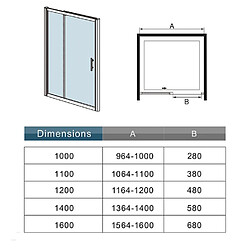 AICA Sanitaire 100x195cm - Porte de douche noir mat pas cher