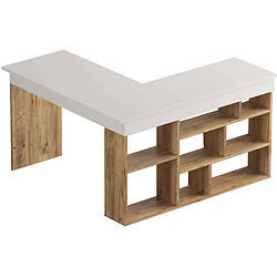 Hanah Home Bureau LILEUL - Blanc et naturel