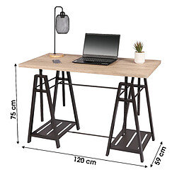 Urban Living Bureau architecte avec Trepied - Noir et Bois - H. 75 cm pas cher