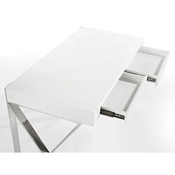 Angel Cerda Bureau en bois blanc et acier chromé pas cher