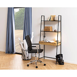 Toilinux Bureau en MDF et Métal grand tiroir et 2 étagères - L 77cm x l. 36cm - Beige et Noir
