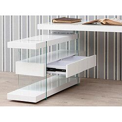 Angel Cerda Bureau en bois blanc et verre trempé pas cher