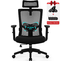 Lexzurn Chaise de Bureau Ergonomique - Noir
