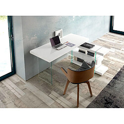 Acheter Angel Cerda Bureau en bois blanc et verre trempé