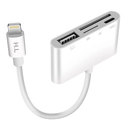 Avizar Lecteur Carte Lightning USB/TF/Micro-SD Blanc