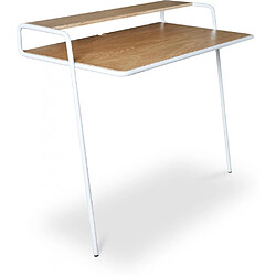 ICONIK INTERIOR Table inclinable en métal et bois style scandinave Blanc Bureau métal avec étagères - style scandinave - coloris blanc