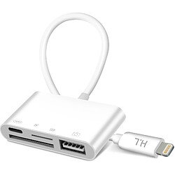 Avizar Lecteur Carte Lightning USB/TF/Micro-SD Blanc