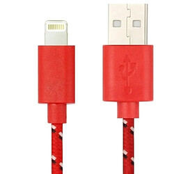 Câble rouge iPhone USB 2m Wewoo Câble USB en nylon - Compatible iPhone - Longueur 2m - Rouge