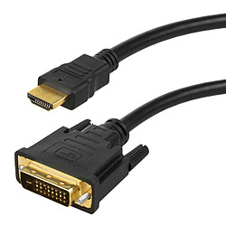 Maclean Câble DVI-HDMI 2m - Noir Câble adaptateur DVI vers HDMI - Connecteurs plaqués or - 2m - Noir