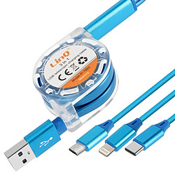 LinQ Câble USB rétractable - 1m - Bleu