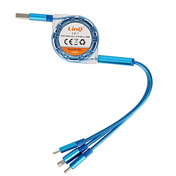 LinQ Câble USB rétractable - 1m - Bleu