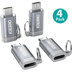 Choetech 4x Adaptateur USB C vers Micro USB - Gris