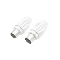 HAMA Kit fiches COAX 9.52mm - Blanc Kit de fiches COAX mâle/femelle - Résistance à la traction - Fixation à serrage - Couleur blanche